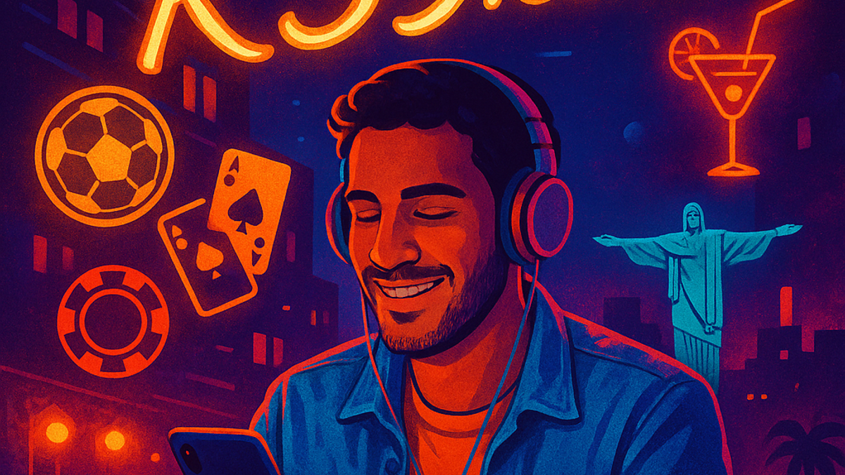 Executivo ouvindo podcast sobre apostas